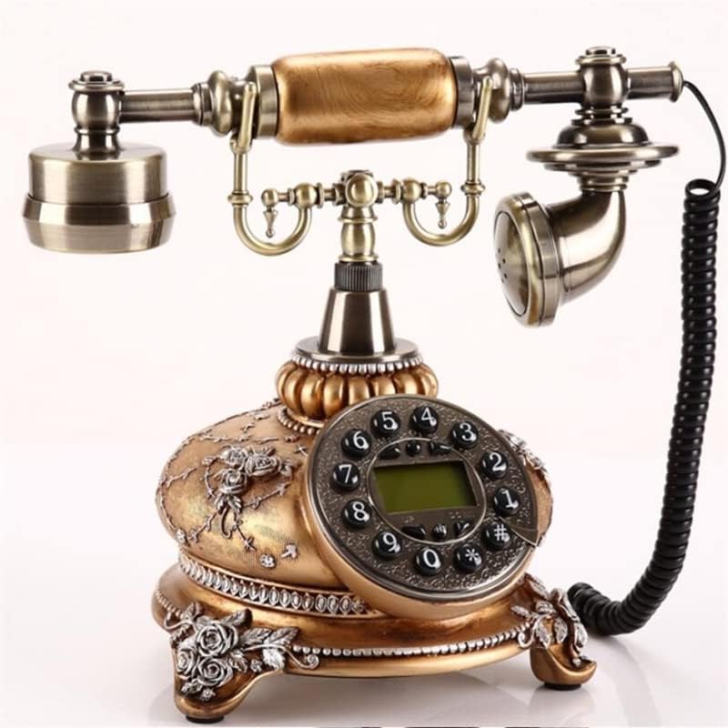 GaYouny Кабелна Стационарен телефон Ретро-Стационарен телефон с Многократно набор от Хендсфри Украса Домашен офис (Цвят: златен)