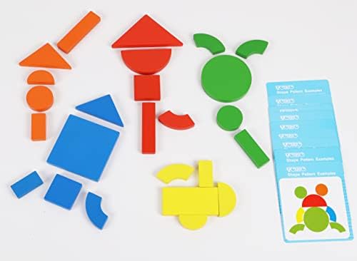Дървени Магнитни Блокчета Играчки - блок с фигурен модел - Големи Пъзели Танграм за деца - Геометрични Забавни играчки за творчество Обучителен материал Монтесори - Пълнители за отглеждане 3 години