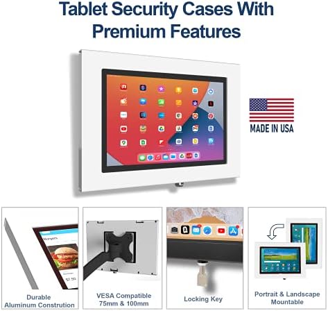 Защитен метален калъф с капаче TABcare за таблет Apple iPad Pro 9,7 за павилион, POS, магазин, търговския панаир на дисплея (Бял, iPad Pro 9,7)