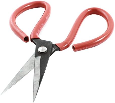 Aexit Home Домакински Ножици с Червена Дръжка С Гумено Покритие, Ножици За Рязане на Метал, ножици, Ножици Сребрист Цвят