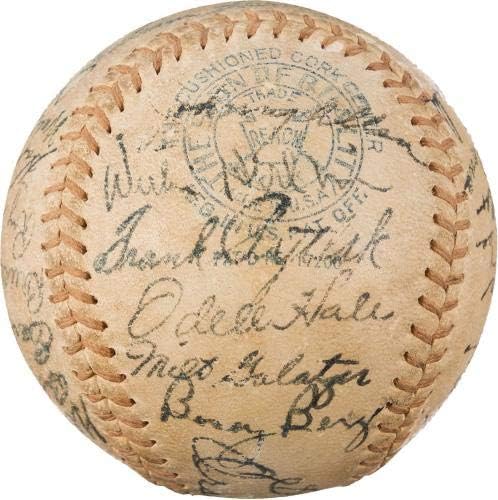 Най-добрите бейзбол екип на Кливланд Индианс 1936 година Подписа бейзболни топки с ДНК Начинаещ PSA Боб Феллера С автограф