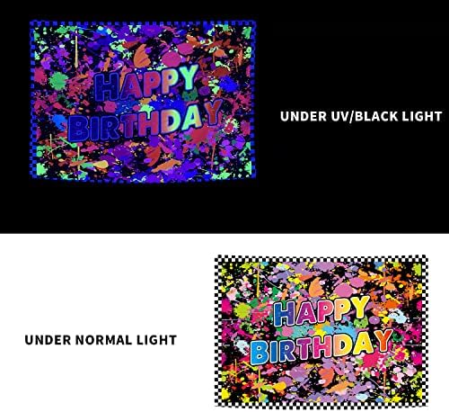 GOLK 3.6x5FT Цветна пръскане на боя Кричащее графити за рождения ден на Фон за щастлив партита; Под лилаво светлина той ще излъчва флуоресцентен ефект; Неонови украси за партита