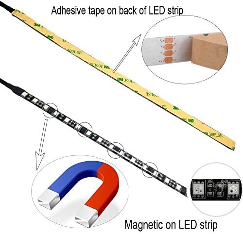 Led лента MEEYO Magnetic RGB за управление на дънната платка и корпуса на КОМПЮТЪРА, 30 см, 18 светодиоди с 4-пинов конектор за разширяване на RGB-Header (+ 12V, G, R, B)