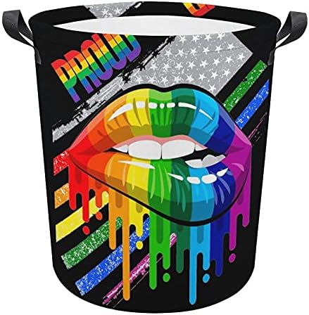 Nudquio 95Lesbian Rainbow Устни Pride Сгъваема Кошница за Дрехи, Органайзер За Съхранение на Дрехи, Събиране на детски Играчки, бяла стиль1, Nudquio One size
