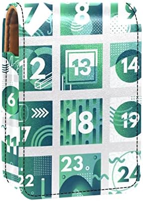 Кожен Калъф за Червило 3 с Абстрактно Зелен Дизайн на Коледните Адвент-Календар Козметични Титуляр За Грим