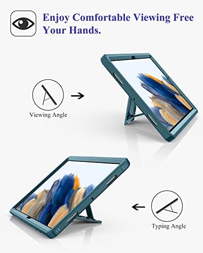 Калъф Supveco за Samsung Galaxy Tab A8 10.5 инча 2022 година на издаване, двуслойни устойчив на удари защитен калъф за цялото тяло с вградено защитно фолио за дисплея на Galaxy Tab A8 10,5 [SM-X200/X205/X207]-Синьо