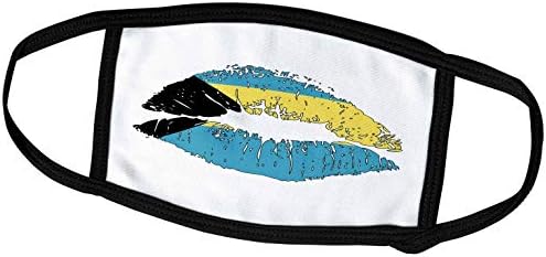 3розовые женски устни, флага на Бахамските острови на бял фон. Приятен патриотичен подарък за пътуване - Маска за лице (fm_325818_3)