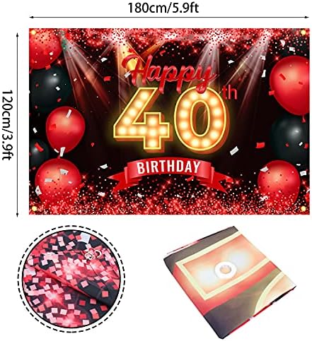 С 40-Ти Рожден Ден Банер на Фона на Червено и Черно на 40 Години на Фона Рожден Ден на Бижута за Жени, Мъже Снимка Вечерни Аксесоари Блясък