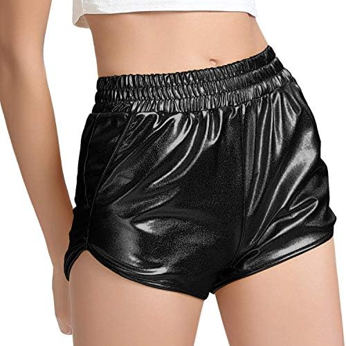 Дамски къси Панталони PESION с Метален Блясък Блестящи Rave Hot Short Pants от PESION