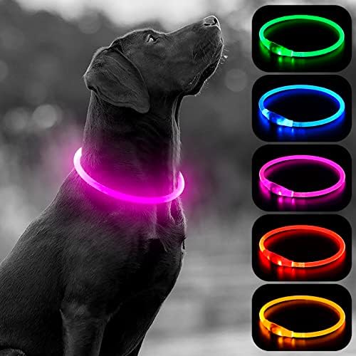 HIGO led нашийник за кучета - USB Акумулаторни светещи нашийници Светят в тъмното, водонепроницаемое led колие за кучета, сигурност и видимост за нощни разходки с кучето