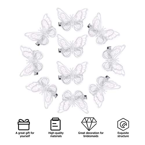 Lurrose 10 бр. щипки за коса с пеперуди, 3D дантелени щипки за коса с пеперуди, аксесоари за коса за сватбени партита, подаръци за жени и момичета