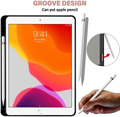 Deokke е Съвместим с калъф за iPad 6-ти / 5-то поколение (2018/2017), калъф за iPad 2 Air / Air 1, калъф за iPad е 9,7 инча с държач за моливи и мека задния капак от TPU, калъф за автоматичен реж?