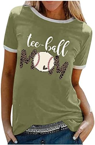 Тениска за Бейзбол майките, Жените на Забавни Тениски, Бейзболни С Графичен Леопардовым Писмото Принтом, Блузи с Къс ръкав, Ризи с Ден на Майката