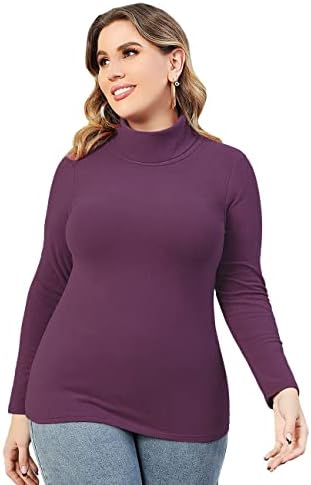 XIAGRKUI За Жени Плюс Размери Оформление Поло Блузи Коригиращи С Дълъг Ръкав Участък на Тънък Оборудвана База Слой Риза