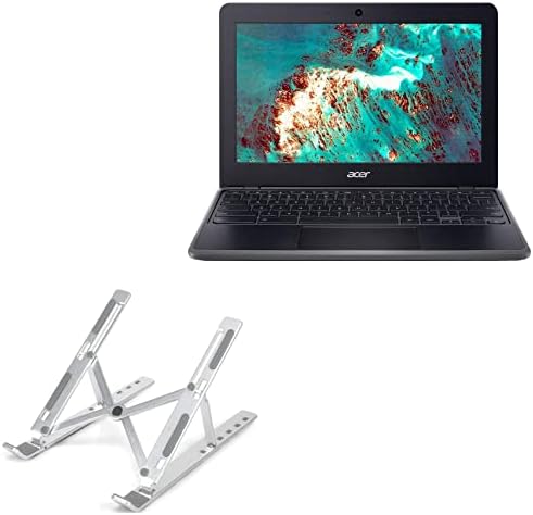 Поставяне и монтиране на BoxWave, съвместима с Acer Chromebook 511 (C741L) (поставяне и монтиране на BoxWave) - Компактна мобилна поставка за лаптоп с бързото превключване, с множество ъгли на видимост - Сребрист металик