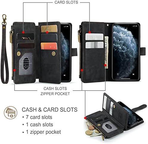 Asuwish Калъф за телефон iPhone 11 Pro 5,8 Чанта-портфейл и Защитно фолио за екран от закалено Стъкло, Кожен Флип-Притежател на кредитна карта, Поставка от TPU, Аксесоари за моби