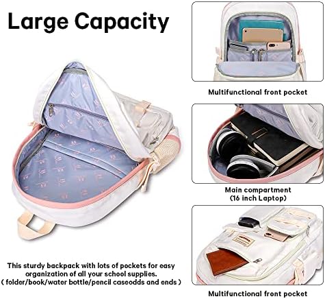 Раница за лаптоп BANGE може да побере 15,6-инчов чанта, Раница за Колеж, Пътен раница за нощувки, подходящ за юноши, Жени (Не-бял цвят