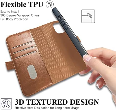 Чанта-портфейл wopin за iPhone 12 Pro Max с [RFID заключване] Отделения за карти, Поставка с магнитна закопчалка, Защитно флип-надолу капачка от изкуствена кожа [TPU устойчив на удари], съвместима с iPhone 12 Pro Max