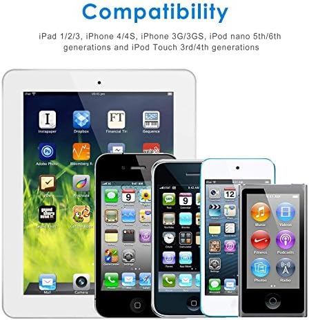 Кабел за зарядно на iPhone 4 4s със Зарядно устройство за iPad, 2 опаковки Сертифицирани 30-пинови зарядни кабели с дължина 5 Метра, Съвместими с iPad 1/2/3, iPhone 4 / 4S, iPhone 3G /3GS, iPod Nano 5/6-ти и iPod Touch