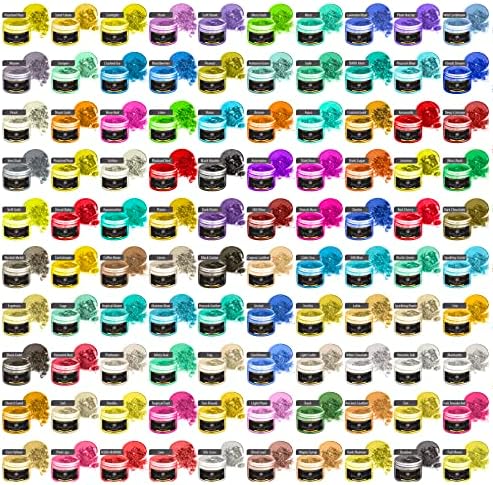 Прах от слюда BALTIC DAY, 100 цвята - 10 Прах от слюда-хамелеон, за епоксидна смола, 10 г / Бутилка - Прах пигмент цветове като епоксидна смола, Пигменти за производството на са