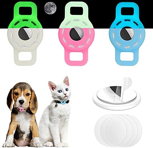 Светлинен Титуляр за яката за котки с въздушна маркирани от 3 теми за Apple AirTag 2021 Силиконов Защитен калъф с въздушна прикрепена за яката за кученца, който предпазва от загуба на Притежателя за яка за кучета със