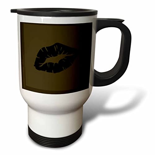 Триизмерен Красива Целувка с Черно Червило, Изолиран от Готическата Романтика Чаши за пътуване (tm_356864_1)