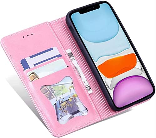 Калъф BHOLSA за iPhone 13/13 Mini/Pro 13/13 Pro Max, Висококачествен Кожен Флип-портфейл, калъф за телефон със стойка, държач за карти, Магнитна закопчалка, RFID заключване (Цвят: розов, размер: 13 Mini 5,4 )