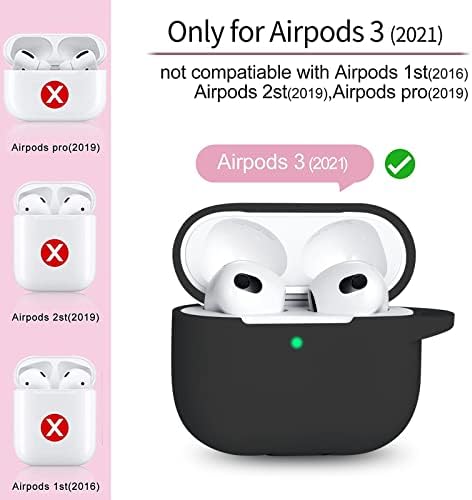 Калъф R-забавни за AirPods 3, Силиконови Защитни Аксесоари, Кожа с брелоком, Съвместим с Apple AirPod 3-то поколение, Черен