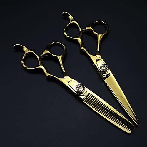 Ножица за подстригване на коса, 6-инчов професионален Японски ножици от стомана 440c, Престижна златни ножици за стригане, филировочные фризьорски ножици, набор от фризьорски ножици (Цвят: комплект)