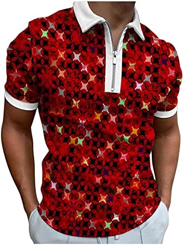 Мъжки Модельная Риза, Пролетта Топ с Къс ръкав, Мъжки Лятна тениска с ревера и цип под формата на Хаундстута, Мъжка Блуза с Принтом