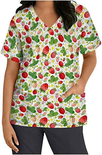 Риза Дамски Лято Есен С Къс Ръкав V Образно деколте Графичен Цветен Офис Търкане Униформи Блуза, Тениска за Момичета LL LL