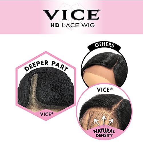 Перука Sensationnel Vice на Дантели отпред - HD Прозрачен Дантелен Предварително выщипанный косата е с детски коса Дълбочина 5 см - Vice Unit 12 (HBRED/1)