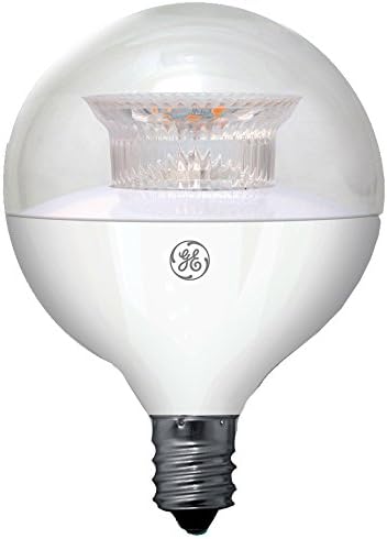 Декоративна лампа на GE Lighting 37922 LED G25 с цокъл под формата на Канделябра, 5 W, 1 Опаковка, Прозрачно, Бледо-бял
