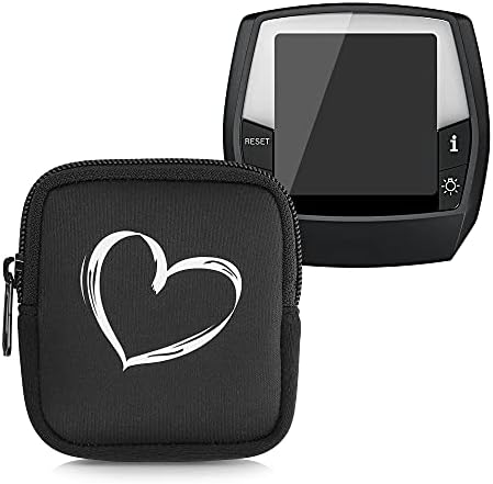 Калъф kwmobile, Съвместим с Bosch Intuvia - Калъф за колоездене GPS-навигатор - Матирано сърце Бял / черен цвят