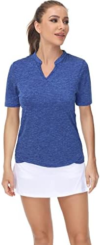 TrendiMax Женски 2 Опаковане на Ризи с къси ръкави за Голф С 3/4 ръкав и V-образно деколте UPF50 + бързо съхнещи Стаи за Спортни Блузи, Ризи