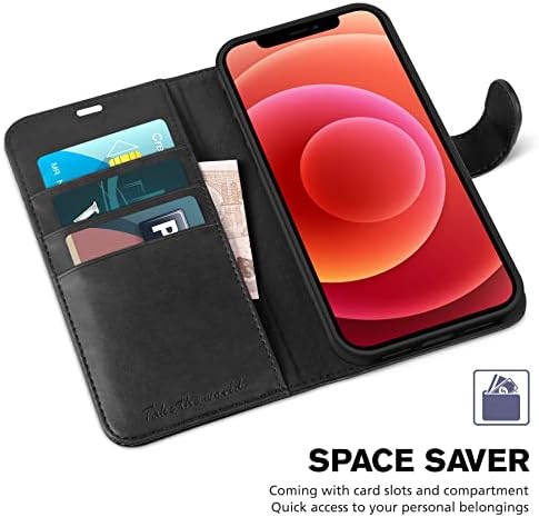 Чанта-портфейл TUCCH Case за iPhone 13 Pro, Защитен [Противоударная вътрешна обвивка от TPU], Изкуствена кожа [Заключване на RFID], Държач за карти, Магнитна поставка, чанта за Носене-за награда, който е Съвместим с
