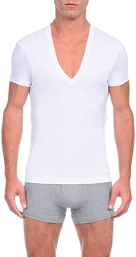 2 (X) в памучна Тениска IST Pima Slim Fit С дълбоко V-образно деколте, бельо
