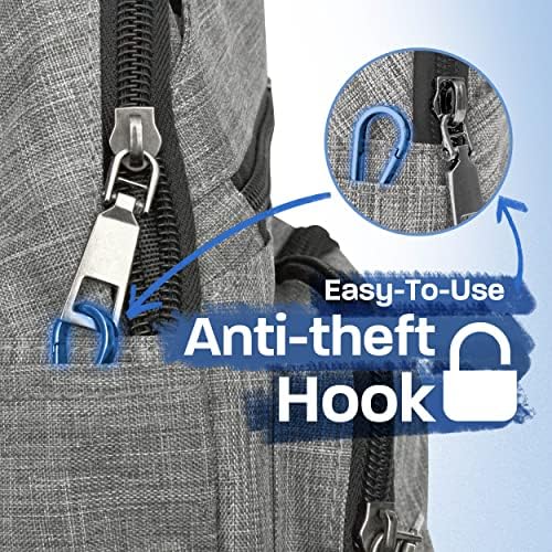 Раница-прашка през рамо Nupouch със защита от кражба USB Конектор за зареждане, Лека Раница за пътуване, Туризъм, За всеки ден, Обикновен, Светло синьо