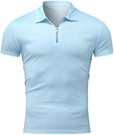 BEUU/ Мъжки Ежедневни Ризи С отложным яка, Блуза, Однотонная Риза Поло С Къс ръкав, Летни Тениски с цип, Върхове
