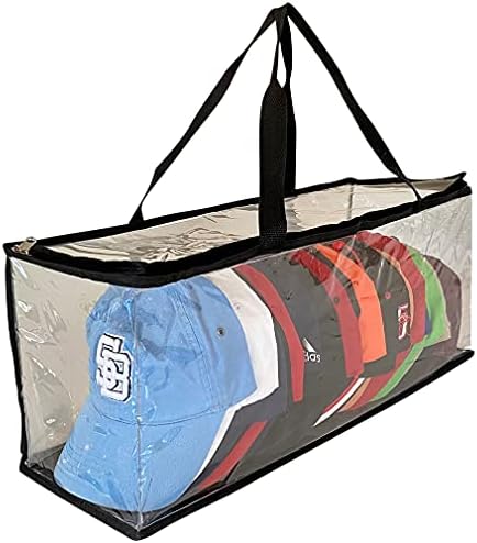 Чанта за съхранение на спортни отбори кепок Evelots /Пътна чанта, изработена от прозрачен PVC пластмаса - Капацитет до 15 шапки, с цип и трайни ремнях - Предпазва от замърс?