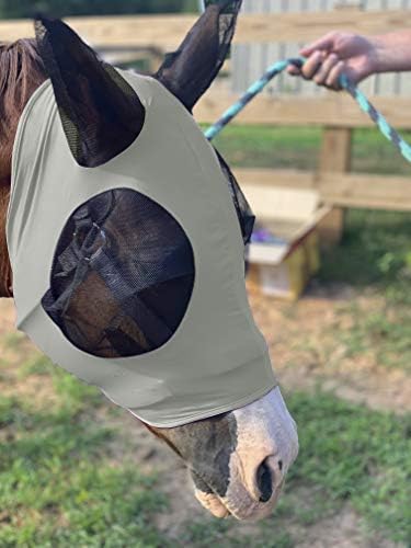 Лайкровая маска за езда с уши, удобна за кацане на окото, защита от слънцето и ултравиолетовите на паша (кон, сив)