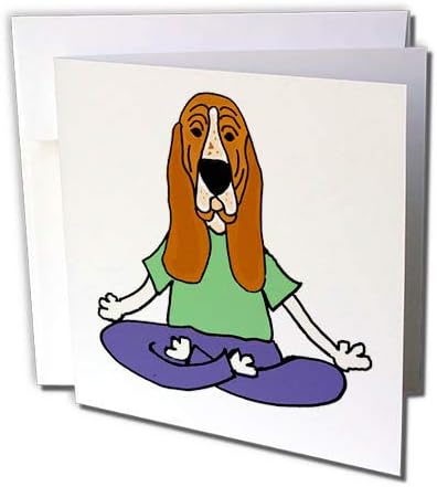 3D-Забавно Сладка Картичка за йога с изображение на куче Басет Куче, с размери 6 на 6 сантиметра (gc_263732_5)