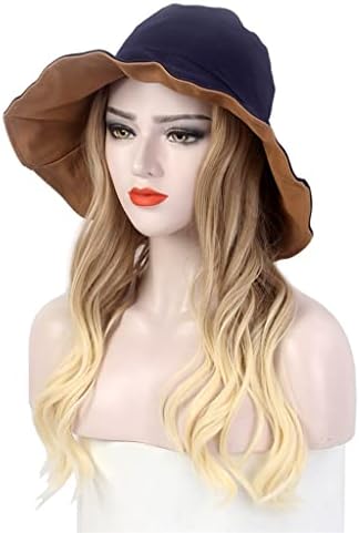 дамски шапка за коса-черен цвят, с рибарска шапка, перука, плюс шапка, дългата кудрявая златна шапка за перука