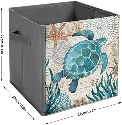 Зелена Костенурка Сгъваеми Кутии За Съхранение на Основите на Сгъваеми Тъканни Кубчета За Съхранение на Кутии-Организаторите с Дръжки